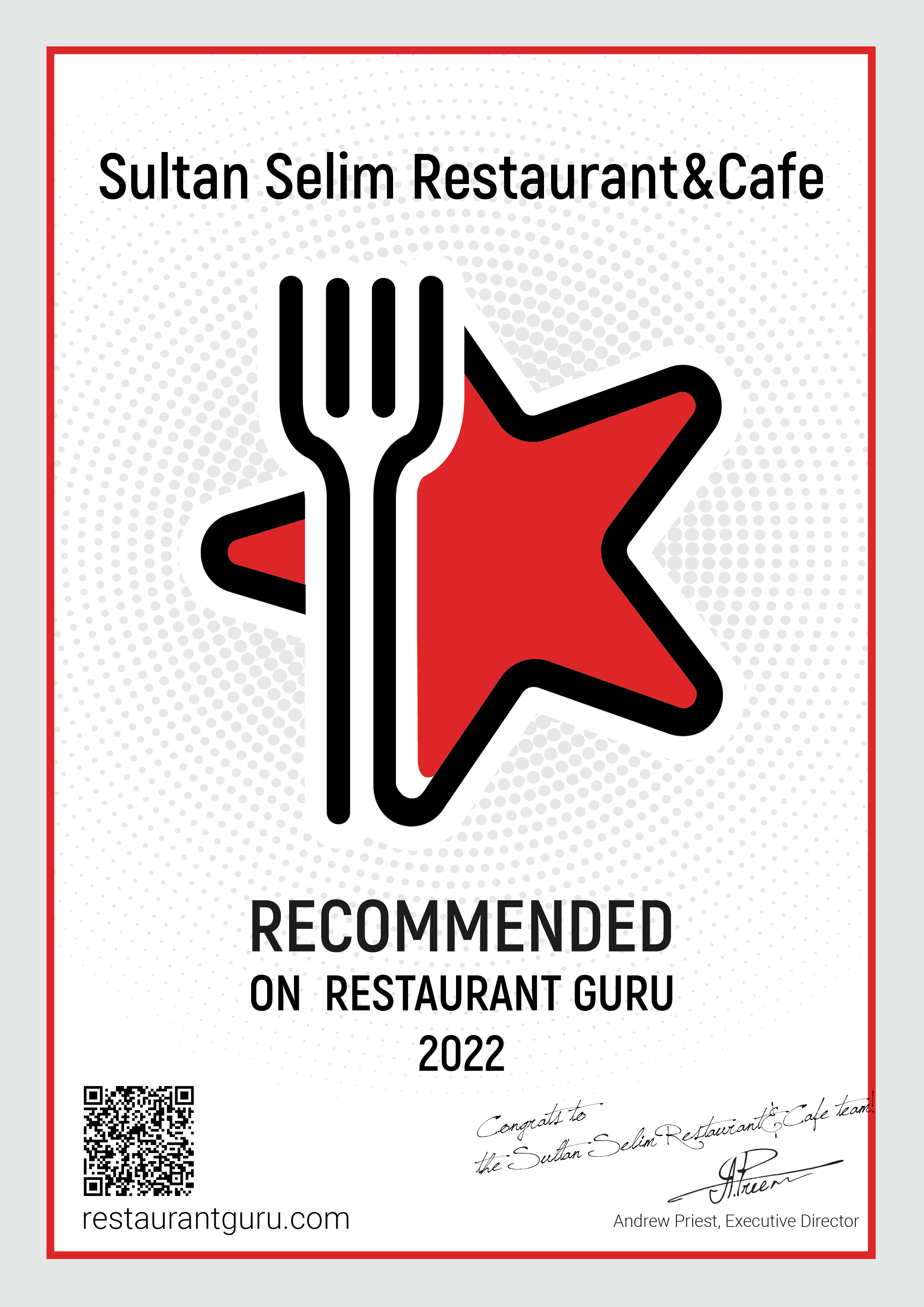 Restaurant Guru 2022 Ödülümüz